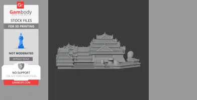 3D model of Azuchi Castle with tiered, ornate roofs, suitable for 3D printing.