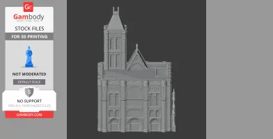 Detailed 3D model of Basilica of Saint-Denis facade for printing.