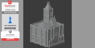 3D model of the Basilica of Saint-Denis, featuring detailed architectural elements and a tall tower.
