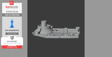 3D printed model of a castle base with towers and detailed architectural elements.