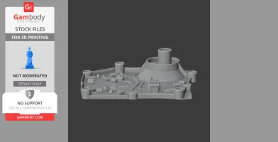 A 3D model of Bedford Castle featuring towers and walls on a base, designed for 3D printing.