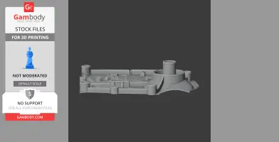 3D model of Bedford Castle ruins, featuring circular towers and a detailed layout for printing.