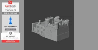 3D model of Belsay Castle; detailed architectural design with turrets for 3D printing.