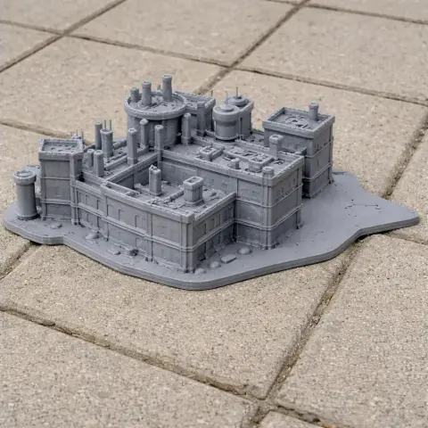 Detailed 3D-printed model of Belvoir Castle on a tiled surface.