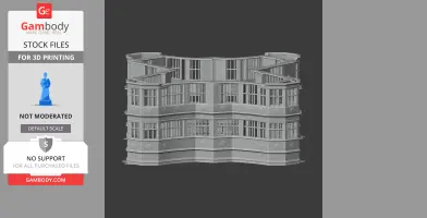 A detailed STL model of Benefield Castle with intricate windows and curved architecture for 3D printing.