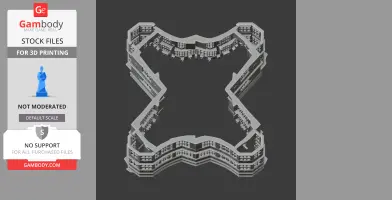 Intricate 3D model of Benefield Castle's architectural structure for 3D printing.