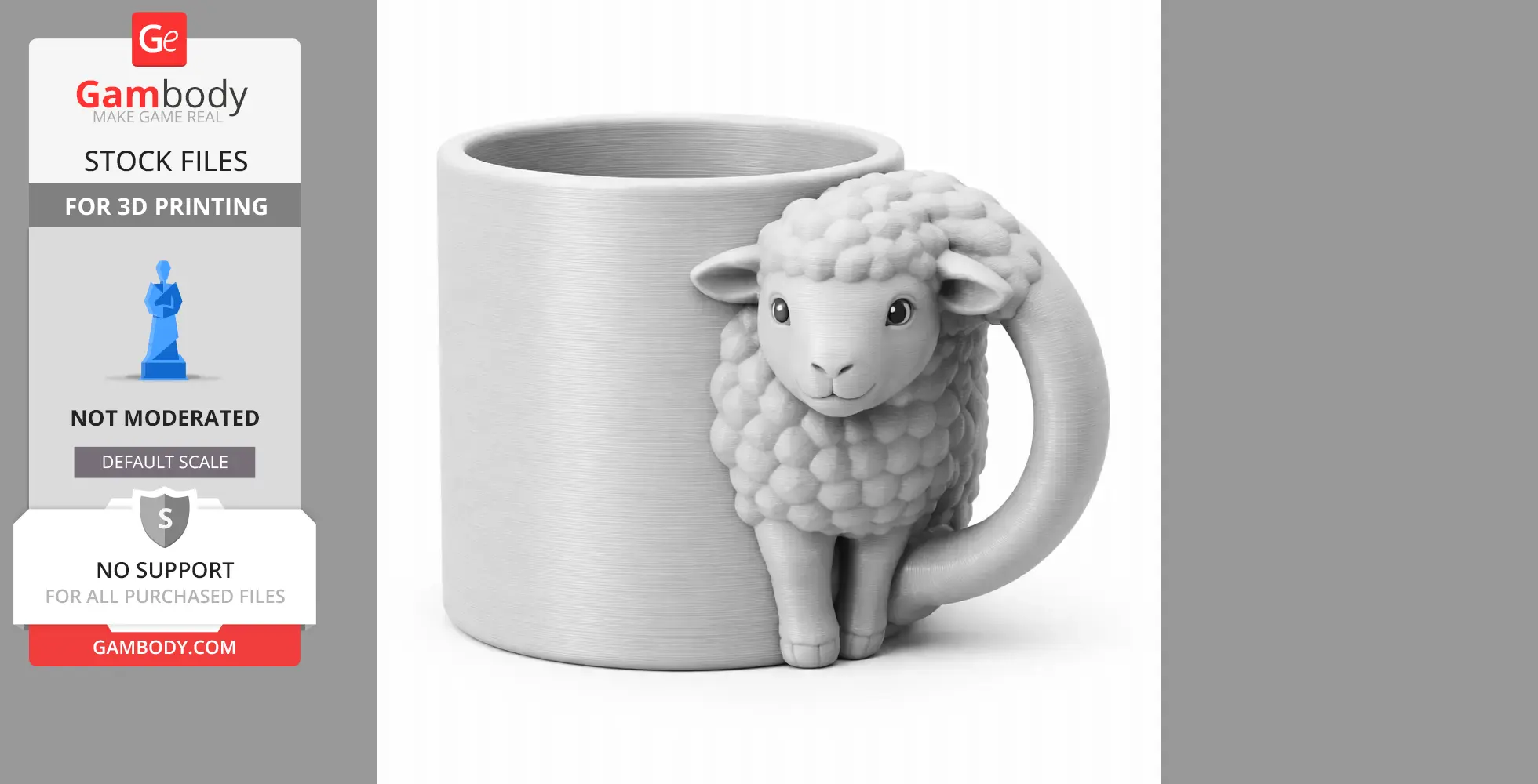 Sheep Mug - Animal Wall Hook STL