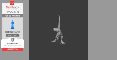 A 3D model of an Overoraptor dinosaur in a dynamic pose, designed for 3D printing.