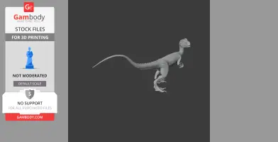 3D model of a prehistoric Overoraptor with a long tail and claws, designed for 3D printing.