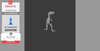 A 3D model of a prehistoric dinosaur, resembling a raptor, intended for 3D printing.