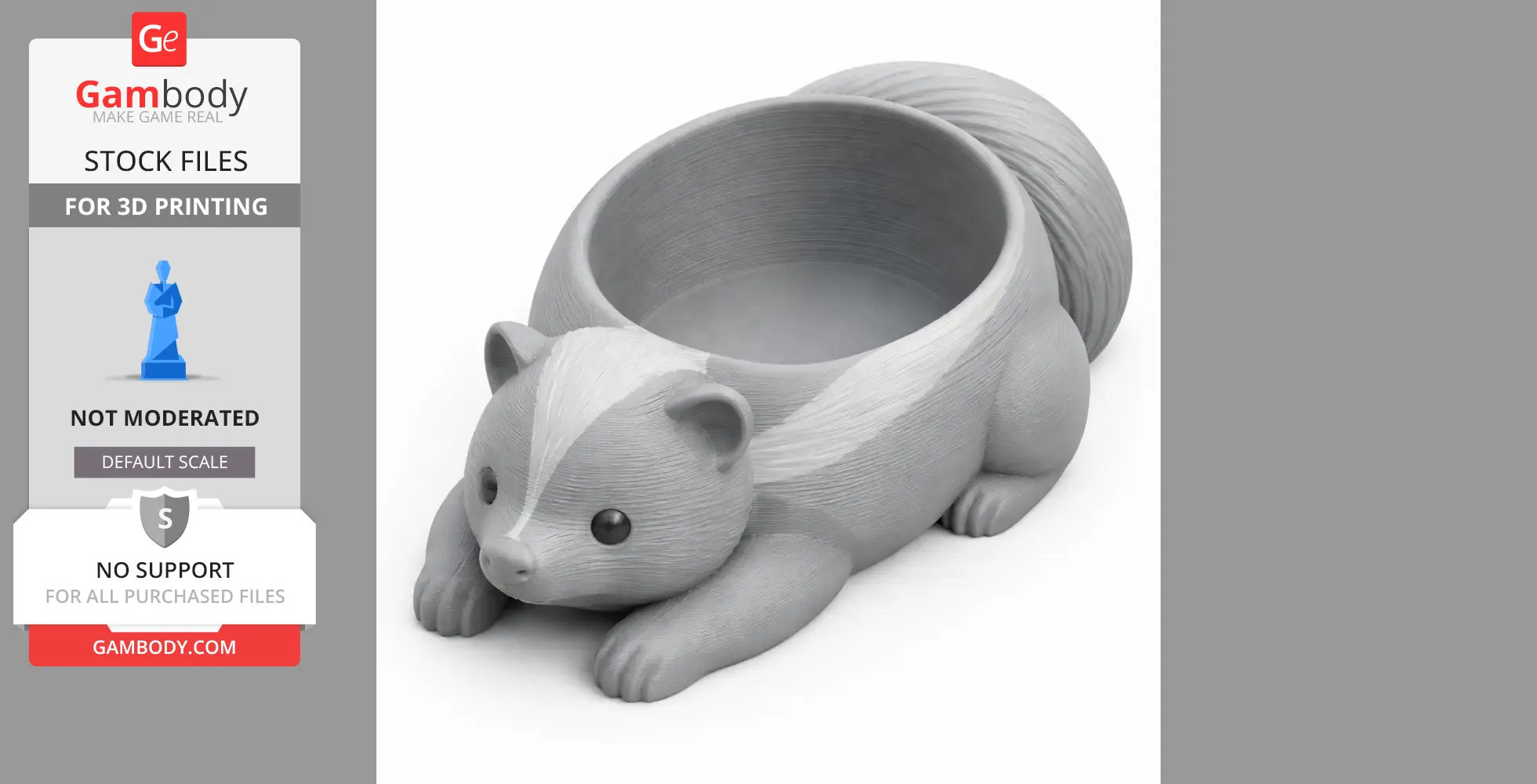 Skunk Bowl - Animal Wall Hook STL