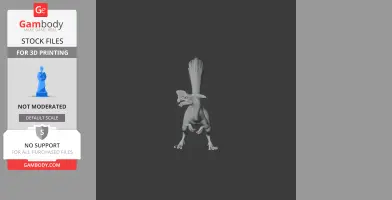 A 3D model of an Oviraptor dinosaur with a distinctive head crest, suitable for 3D printing.