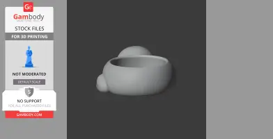 A 3D model of a simple, rounded bowl with a sloth-themed design, suitable for wall mounting.
