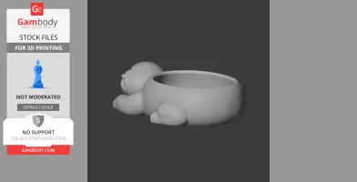 3D model of a sloth-shaped bowl with the sloth lying on its belly, designed for wall mounting.