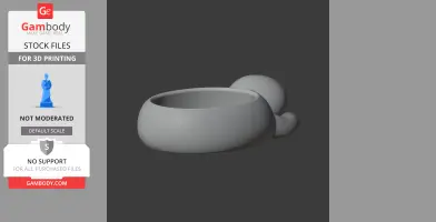 Gray 3D model of a sloth-shaped bowl designed as a wall hook for 3D printing.
