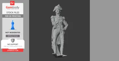 3D model of a Napoleonic-era soldier in uniform with medals, standing in a relaxed pose.