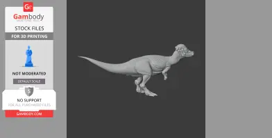 3D model of a Pachycephalosaurus dinosaur, shown in profile, for 3D printing.