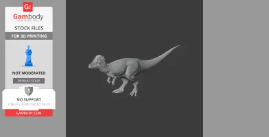 3D model of a Pachycephalosaurus dinosaur, detailed for 3D printing on a dark background.
