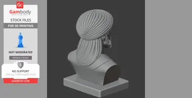 3D model bust of a historical figure wearing a detailed turban, designed for 3D printing.