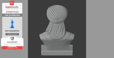 Bust of a historical warrior with a detailed twisted headscarf, viewed from the back.