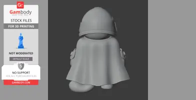 Character mashup figure with a helmet and cape, back view, blending Garfield and Magneto elements.