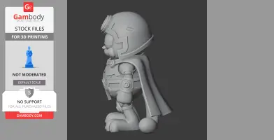 Mashup figure of a cartoon cat in superhero armor and helmet, standing with a cape.
