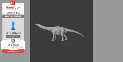 3D model of a Pakisaurus, a long-necked dinosaur, in gray, for 3D printing.