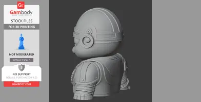 A 3D model combining Garfield and Mandalorian armor, viewed from the side.