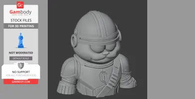 3D model of a cat character wearing Mandalorian-inspired armor, designed for 3D printing.
