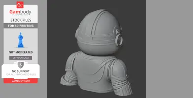 A 3D model of a character with a helmet and armor, resembling a mix of Garfield and a Mandalorian.