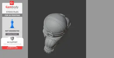 A 3D model of a round-helmeted figure with detailed armor, blending features of Garfield and a Mandalorian.