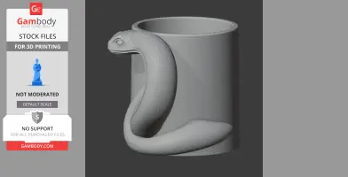 Snake Mug - Animal Wall Hook STL