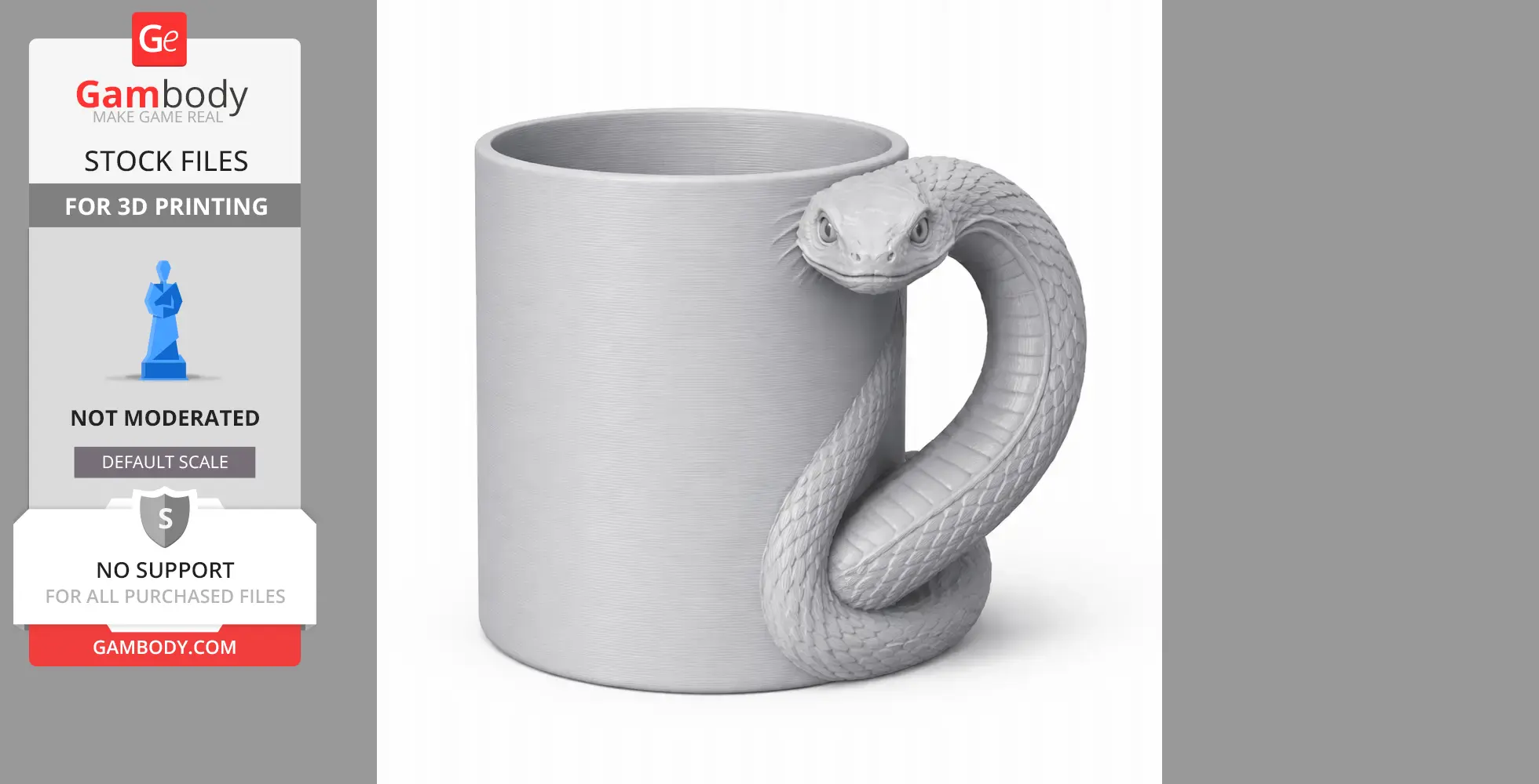 Snake Mug - Animal Wall Hook STL