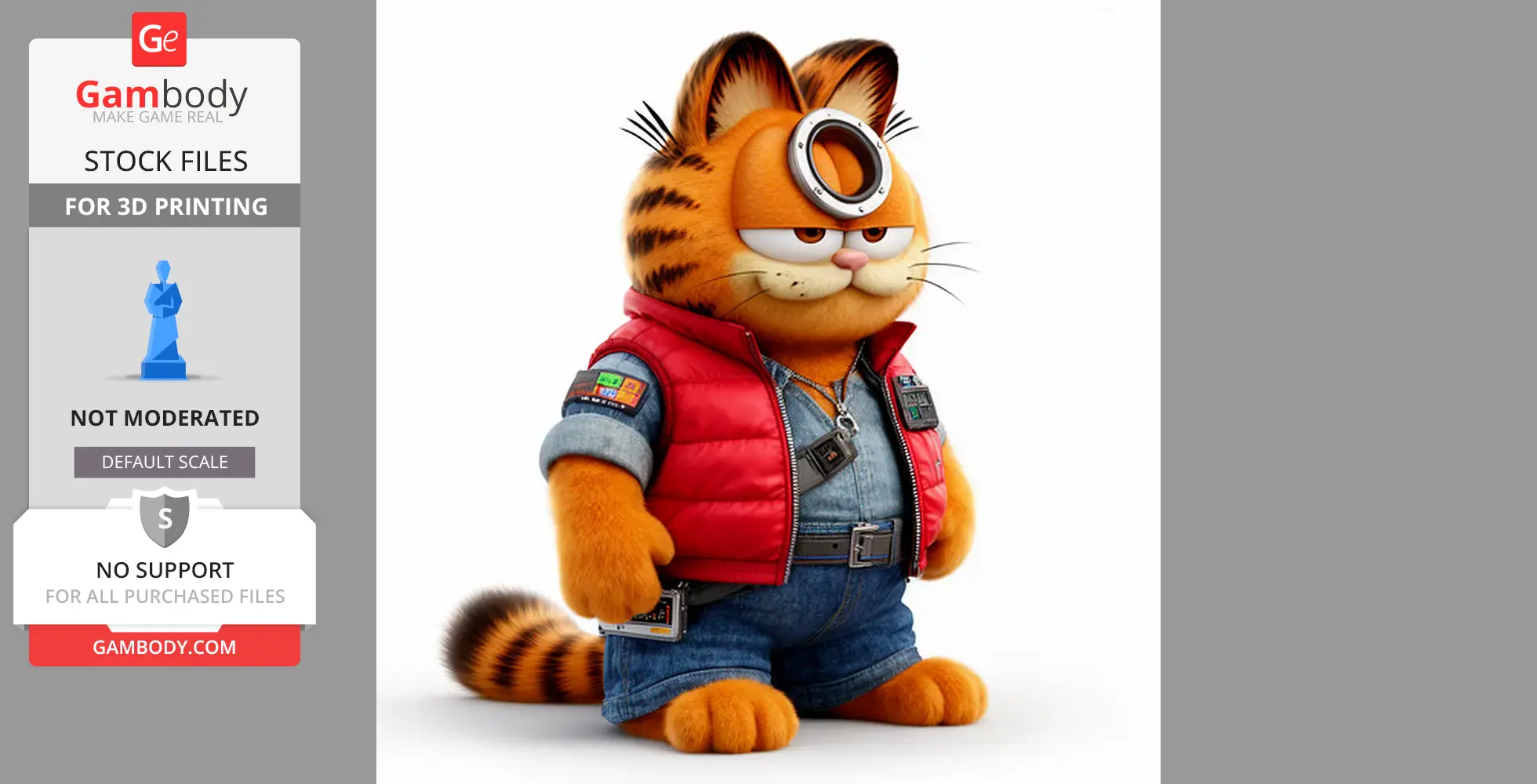 Garfield Marty McFly Ring Figure - Mashup Figure STL