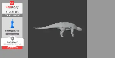 3D model of a Panoplosaurus dinosaur, side view, with a spiked armored back.