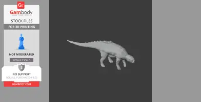Gray 3D model of a Panoplosaurus on a dark background, suitable for 3D printing.
