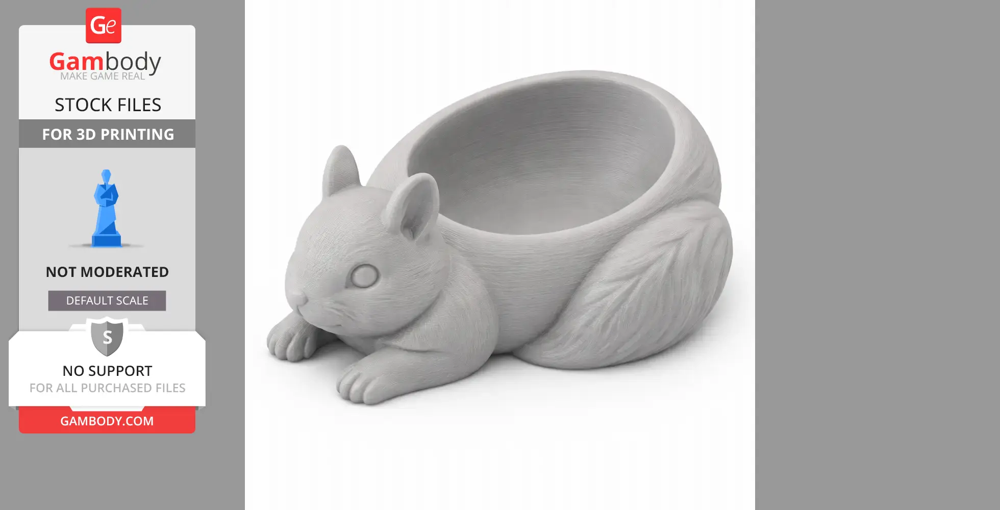 Squirrel Bowl - Animal Wall Hook STL