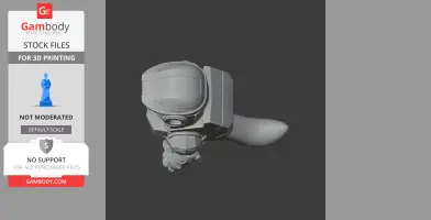 A 3D model mashup of Garfield and Master Chief's helmet with a ring base for printing.
