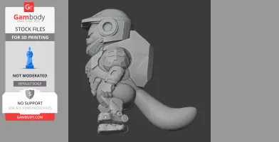 A stylized 3D model of a mashup character combining Garfield and Master Chief, wearing armor with a helmet.