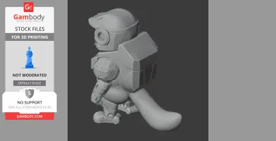 Fused 3D model of Garfield and Master Chief, featuring armor and cat-like tail, in profile view.