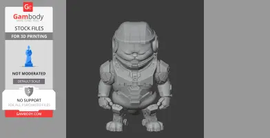 A 3D model of a mashup figure, featuring a cat in futuristic armor. Designed for 3D printing.
