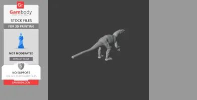 3D model of a Pantydraco dinosaur on all fours, tail extended.
