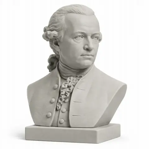 A detailed bust of a historical figure with 18th-century attire on a square base.