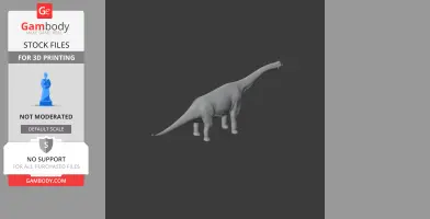 A 3D model of a Paralititan dinosaur with a long neck and tail, designed for 3D printing.