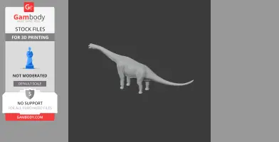 A 3D model of a Paralititan dinosaur, ideal for 3D printing, displayed in a side view.