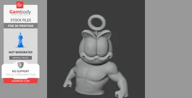 A muscular figure with Garfield's head, Nightcrawler's body, and a ring on top. Designed for 3D printing.
