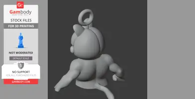 3D model mashup of a muscular cartoon creature with a ring on top, tail, and animal-like ears.