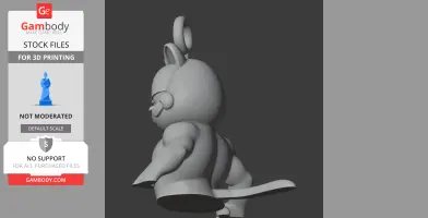 A 3D model of a character mashup combining elements of Garfield and Nightcrawler in a playful pose.