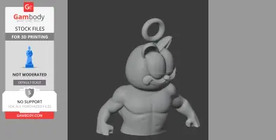 Muscular Garfield-Nightcrawler mashup figure with a loop on its head, designed for 3D printing.