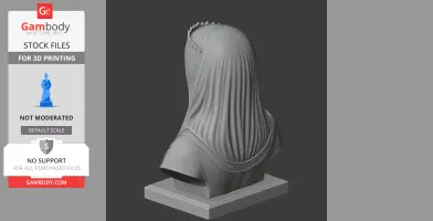 3D model of Isabella I of Castile bust, featuring detailed veil and crown, rear view.